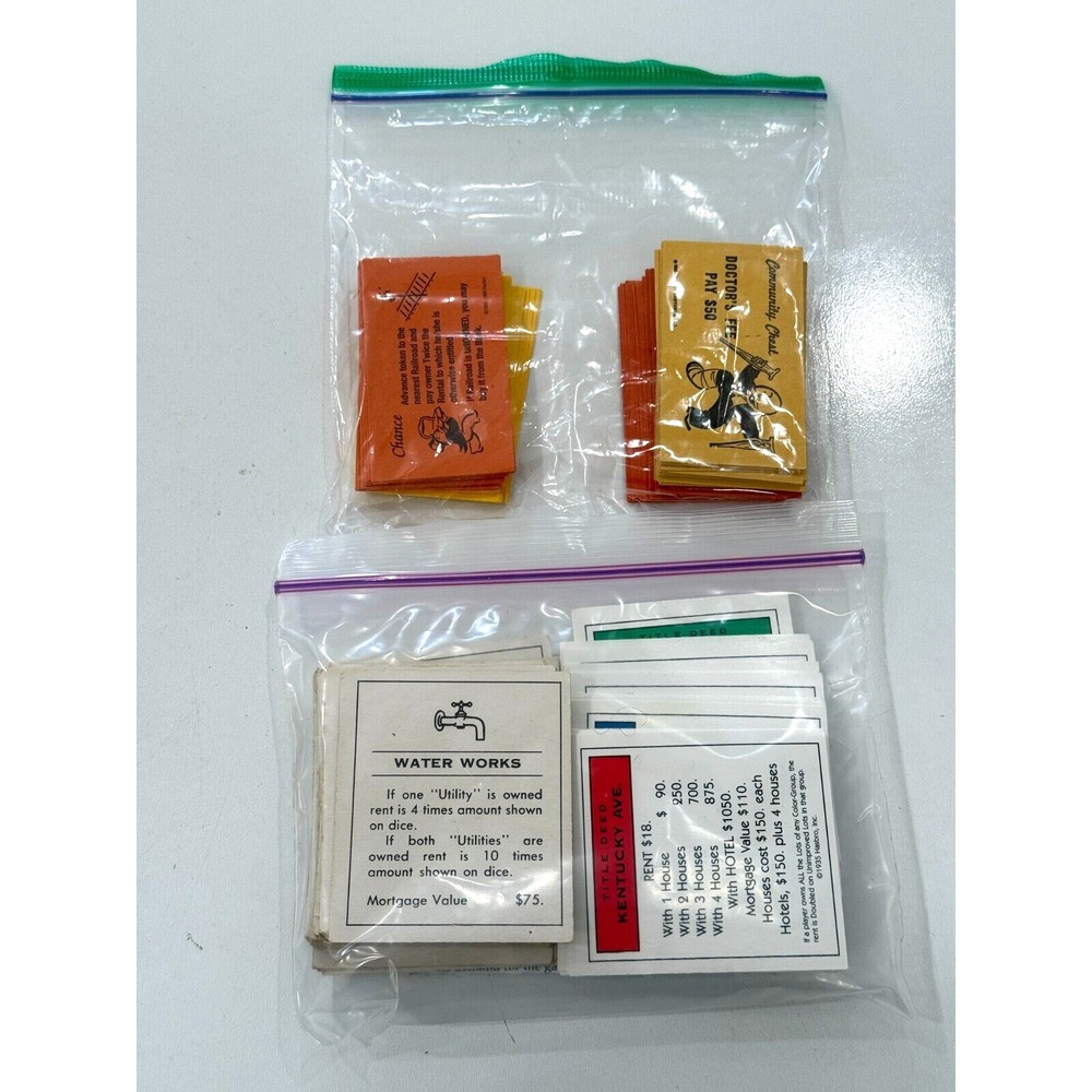 Monopoly Game Replacement Pieces / Parts Chance, Community Chest Cards, Etc.